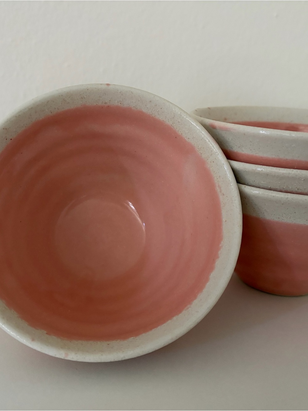 Handmade japanese Pink Ceramic Bowl Set (4)